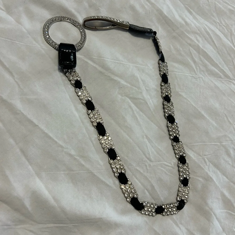 Crystal Fashion Statement Belt Silver and Black